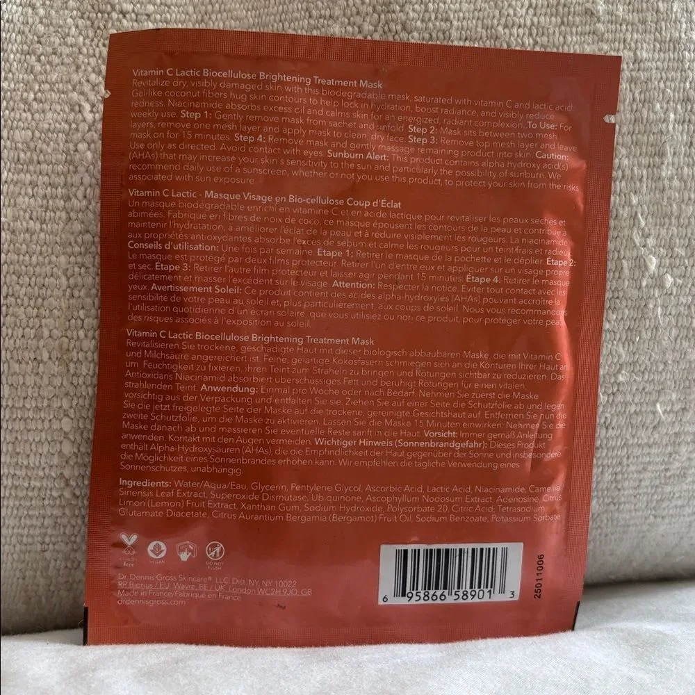 Dr. Dennis Gross Vitamin C Lactic Biocellulose Brightening Treatment Ma